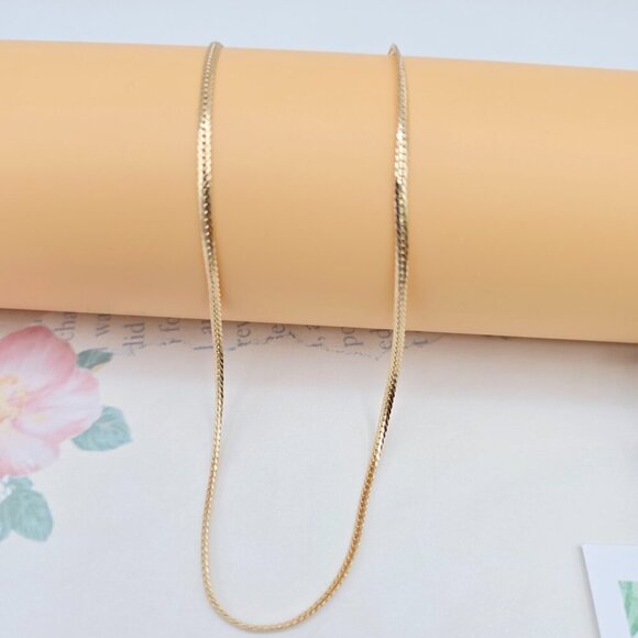 Elegant Rose Gold Flat Chain Necklace, 18 Inch, Gold Plated Brass, XPNL0052 - Picture 1 of 12